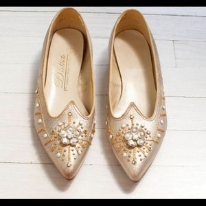 Vintage 1950s Jewelled Flats